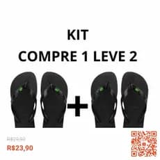 Kit Dois Pares Chinelo de Dedo Havaina Bandeira do Brasil