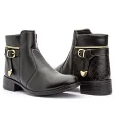 Bota Feminina Cano Curto Médio Coturno Fivela Exclusiva 207