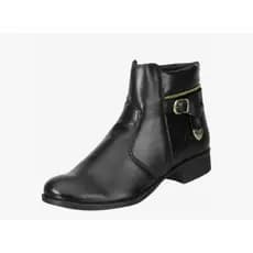 Bota Coturno Feminino Salto Baixo Cano Médio Ziper Lateral