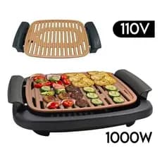 Churrasqueira Elétrica Grelha Grill Ceramica110v Anti Fumaça 1000W 40cm Grill PREMIUM