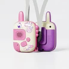 Kit 2 Walkie Talkie Infantil Unicórnio Brinquedo Rádio Comunicador Longo Alcance + 2 Alças p/ transporte
