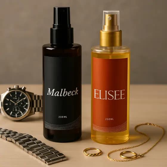 Kit Casal Body Splash Malbeck Man + Elisee Elegance 200ml cada.