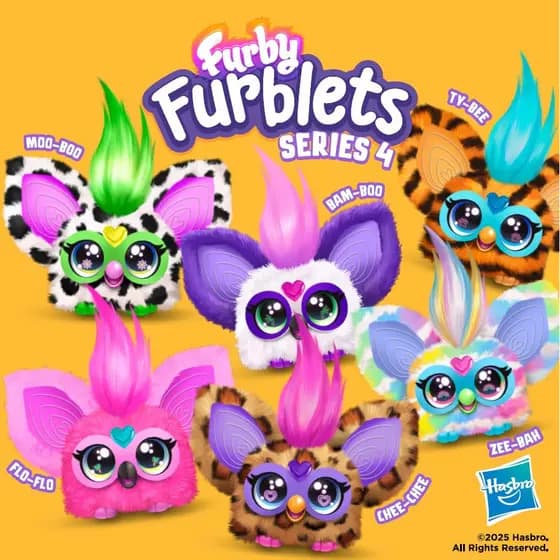Furby Furblets Mini Friends Brinquedo Eletrônico de Pelúcia com 45 Sons, Música, Fala Furbish, Multicolorido, Presentes