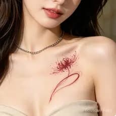 Tatuagem temporária para meninas, tatuagem de perna com lótus aranha vermelho à prova d'água e de longa duração, adesivo