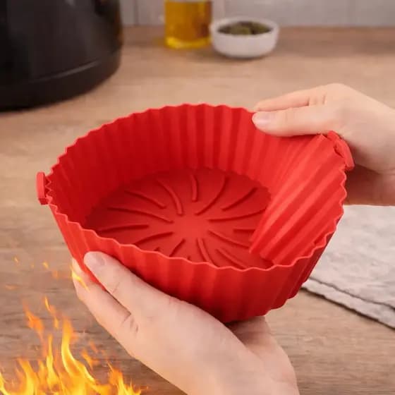 Forma Silicone Antiaderente Redonda Reutilizável Air Fryer Aleatória
