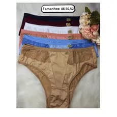 Kit Calcinhas Plus Size Cintura Alta Tangao Dia a Dia Calçola Com Detalhes Em Renda