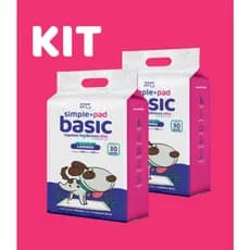 Kit 2 Tapetes Higiênicos para Cães Simple Pad Basic 30 Unidades Slim Econômico