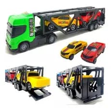 Caminhão de Brinquedo Menino Mini  Cegonheiro Com 2 Carrinhos - Bs Toys Cores Sortidas