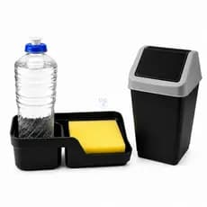 Kit Porta Detergente e Lixeira de Pia 2 Litros Organizador de Cozinha