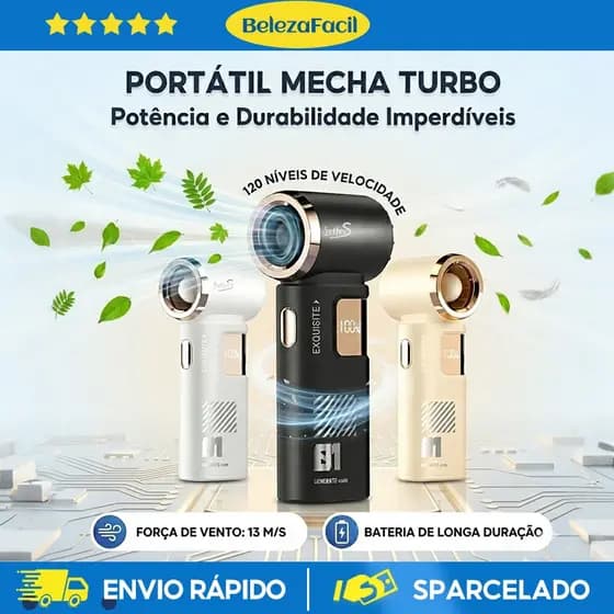 Jeffers Ventilador Turbo de Mão Portátil Recarregável Bateria 3600mAh Com Luz LED Motor Sem Escovas 100 Velocidades