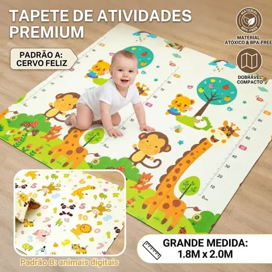 tapete de atividades bebê Tapete Infantil de Atividades Dupla Face Tatame Emborrachado Dobravel Educativel