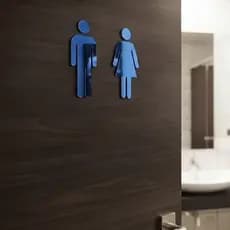 Placa Banheiro Feminino Masculino Acrílico Espelhado Sinalização Porta WC