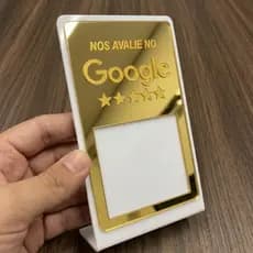 Placa QR Code Google - Display de Acrílico Luxo para Balcão
