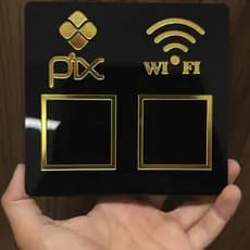 Placa Pix Wi-Fi QR Code Acrílico para Comércio Mesa Balcão