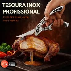 Tesoura Cozinha Profissional Inox Cortar Frango Carnes Aves  Legumes