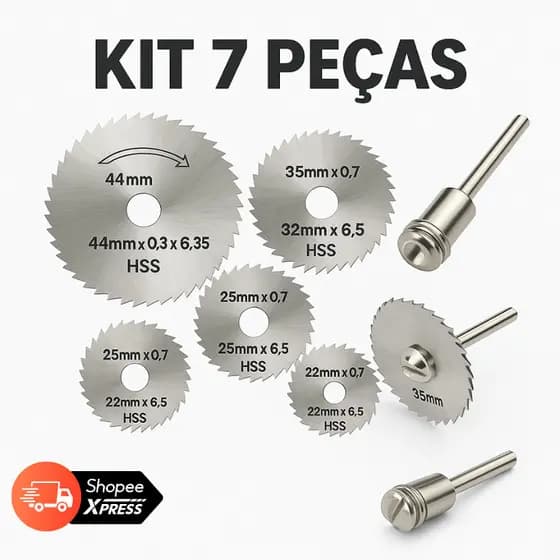 Kit 6 Mini Disco de Serra Circular Kit Profissional para Furadeira e Micro Retífica