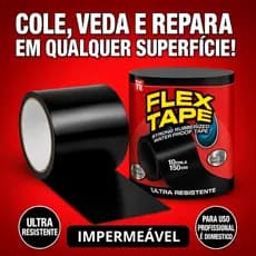 Fita Flex Tape Preta 10cm x 150cm Cola Tudo Multi Aplicação Reparos Geral