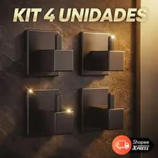Porta Toalha de Banheiro Gancho Cabide Quadrado Preto Luxo