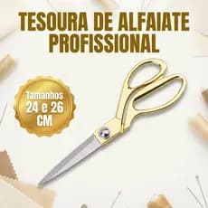 Tesoura Profissional Dourada Costureira Tapeceiro Forjada Alfaiate Crina 24cm 26cm