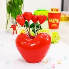 Garfo de Frutas em Forma de Coração, Criativo para Casa, Decoração de Garfo de Frutas em Aço Inoxidável, Garfo Fofo de M