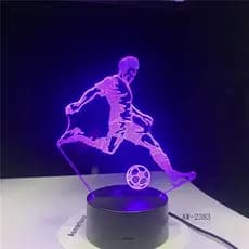 Luminária LED 3D de Futebol para Decoração de Cabeceira, Lâmpada de Mesa Touch USB com 7 Cores Mutáveis para Decoração d