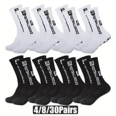 4/8/30 Pares de Meias Antiderrapantes com Aderência de Borracha, Adequadas para Homens e Mulheres - Meias Esportivas Res