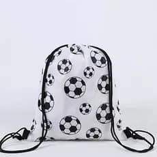 Mochila de Futebol Estilo Infantil com Cordão, Mochila de Poliéster 210D, Bolsa de Armazenamento com Estampa de Desenho
