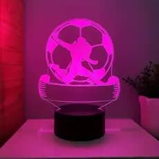 Uma Lâmpada Noturna 3D Personalizável com Texto, Projetada em Forma Criativa de Bola de Futebol, com Controle por Toque