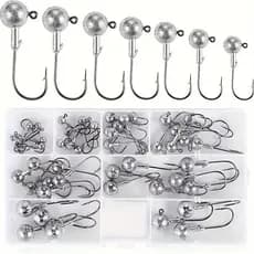 Anzóis com Cabeça de Jig, Equipamento de Pesca com Espinhos, Kit de Pesca com Múltiplos Pesos, Pesca em Água Salgada, An