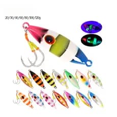 Slow Bee Slow Pitch Jig 30g 40g 60g 80g 100g 120g Isca de Pesca de Arremesso de Costa com Anzol, Isca Brilhante para Pes
