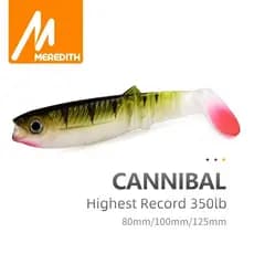 MEREDITH Iscas Cannibal 80mm 100mm 125mm Iscas Artificiais Macias para Pesca Wobblers Iscas Macias de Silicone Shad Worm