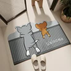 Tapete de banheiro Tom e Jerry, tapete para vaso sanitário, tapete de banheiro antiderrapante de diatomita, tapete absor