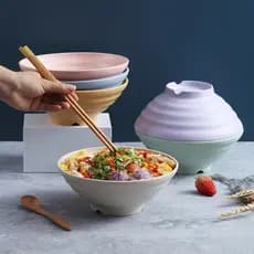 Tigela para hot pot de palha de trigo, tigela cônica, tigela para ramen japonês, tigela para macarrão instantâneo para d