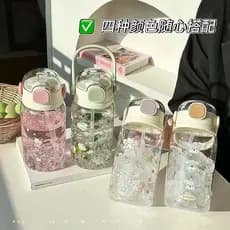 Copo de água de plástico de para meninas, resistente a altas temperaturas, portátil, bonito, de grande ca