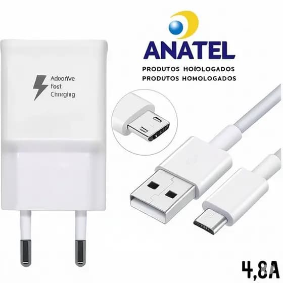 Carregador Turbo V8 Samsu J2 Prime J4 J5 Prime J6 J7 Prime J8 A02S A01 A10 A10s M10 Micro USB