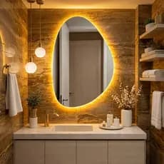 Espelho Orgânico Luxo Grande Pinterest Com LED Moderno Decorativo C/ Suporte Banheiro Quarto