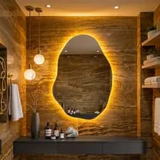 Espelho Orgânico com LED À FONTE Frio/Quente Nuvem 70x50cm Decorativo Moderno Banheiro Quarto Sala