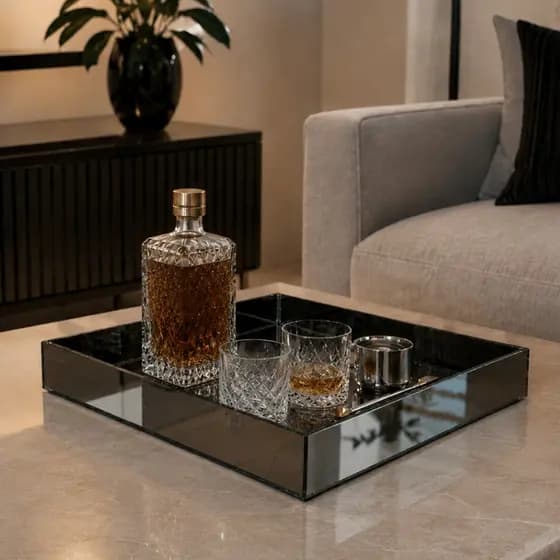 Bandeja Espelhada Decorativa Retangular  Dubai De Mesa Para Sala Jantar Bebidas Bar