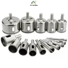 Jogo 15 Brocas Diamantadas Serra Copo furar Vidro Granito Ceramica 6 a 50 mm kit ferramentas