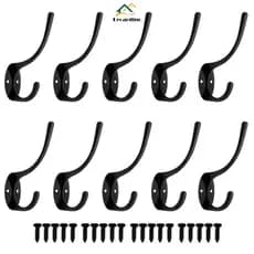 10 Und - Gancho Cabide De Parede Grande Duplo Vertical Cores