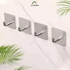 Kit 10 Ganchos Adesivos Inox Forte, Autocolante para Parede Banheiro e Quarto