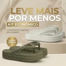 Kit 2 Pares Chinelo Feminino Plataforma Tamanco Trança Econômico Casual