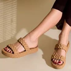 Chinelo Nuvem Tiras Papete Trança Borracha Antiderrapante Casual Confortável