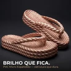 Tamanco Anabela Feminino Chinelo Nuvem Brilho Metalizado Trança Elegância Antiderrapante
