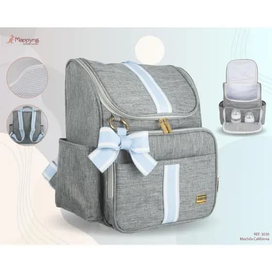 Mochila Maternidade Rosa e Azul - Mappyng Premium Califórnia