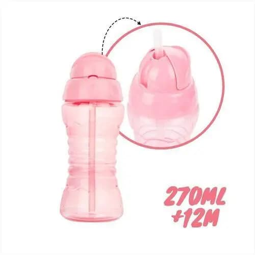 Garrafa Com Canudo Pimpolho 270ml 12m+ Cinza - Azul