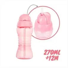 Garrafa Com Canudo Pimpolho 270ml 12m+ Cinza - Azul