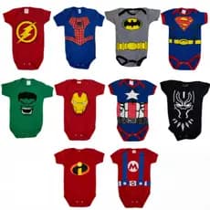 Body Bebê Infantil Temático 100% algodão Super Heróis - Escolha o Modelo Body Mesversario