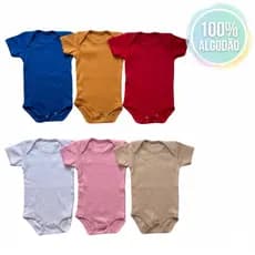 Kit 3 Body Bebê Manga Curta Liso 100% Algodão – Macio, Confortável e Ideal para o Dia a Dia (P, M, G)