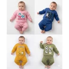 Conjunto Moletom Infantil Flanelado Bebê Menina e Menino Inverno Quentinho P ao G Rosa Azul Amarelo Verde
